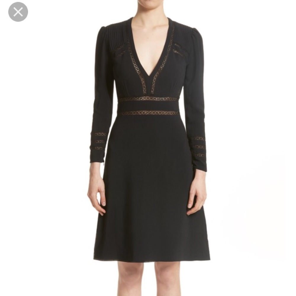 Black long-sleeve Burberry dress with lace cut-out